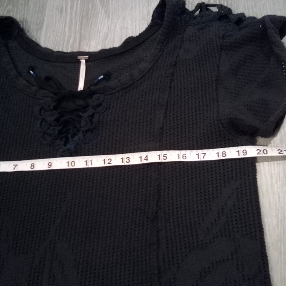 Free People Sheer Mesh Rose Raw Hem Tee Shirt Top - Picture 11 of 15